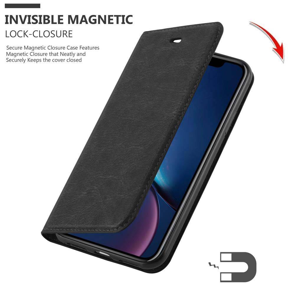 Cadorabo Hülle für Apple iPhone XR Schutz Hülle in Schwarz Handyhülle Etui Case Cover Magnetverschluss