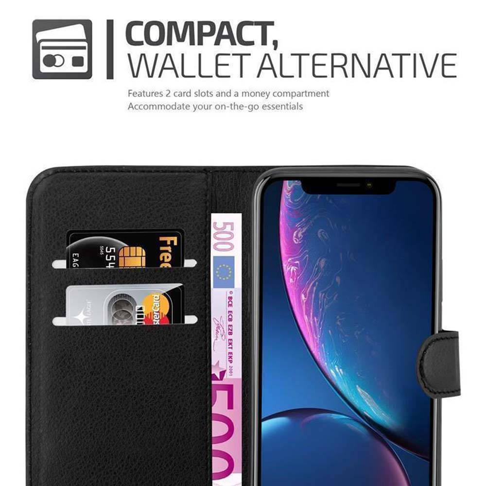 Cadorabo Hülle für Apple iPhone XR Schutz Hülle in Schwarz Handyhülle Etui Case Cover Magnetverschluss