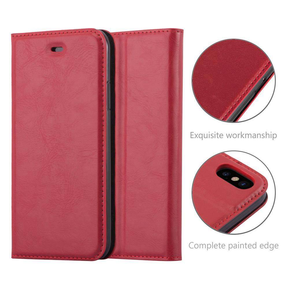 Cadorabo Hülle für Apple iPhone XS MAX Schutz Hülle in Rot Handyhülle Etui Case Cover Magnetverschluss