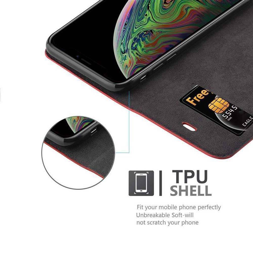 Cadorabo Hülle für Apple iPhone XS MAX Schutz Hülle in Rot Handyhülle Etui Case Cover Magnetverschluss