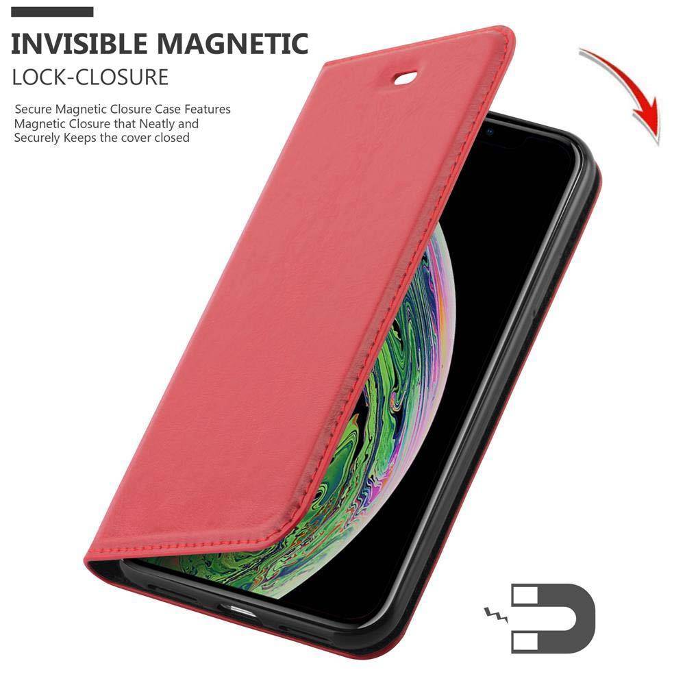 Cadorabo Hülle für Apple iPhone XS MAX Schutz Hülle in Rot Handyhülle Etui Case Cover Magnetverschluss