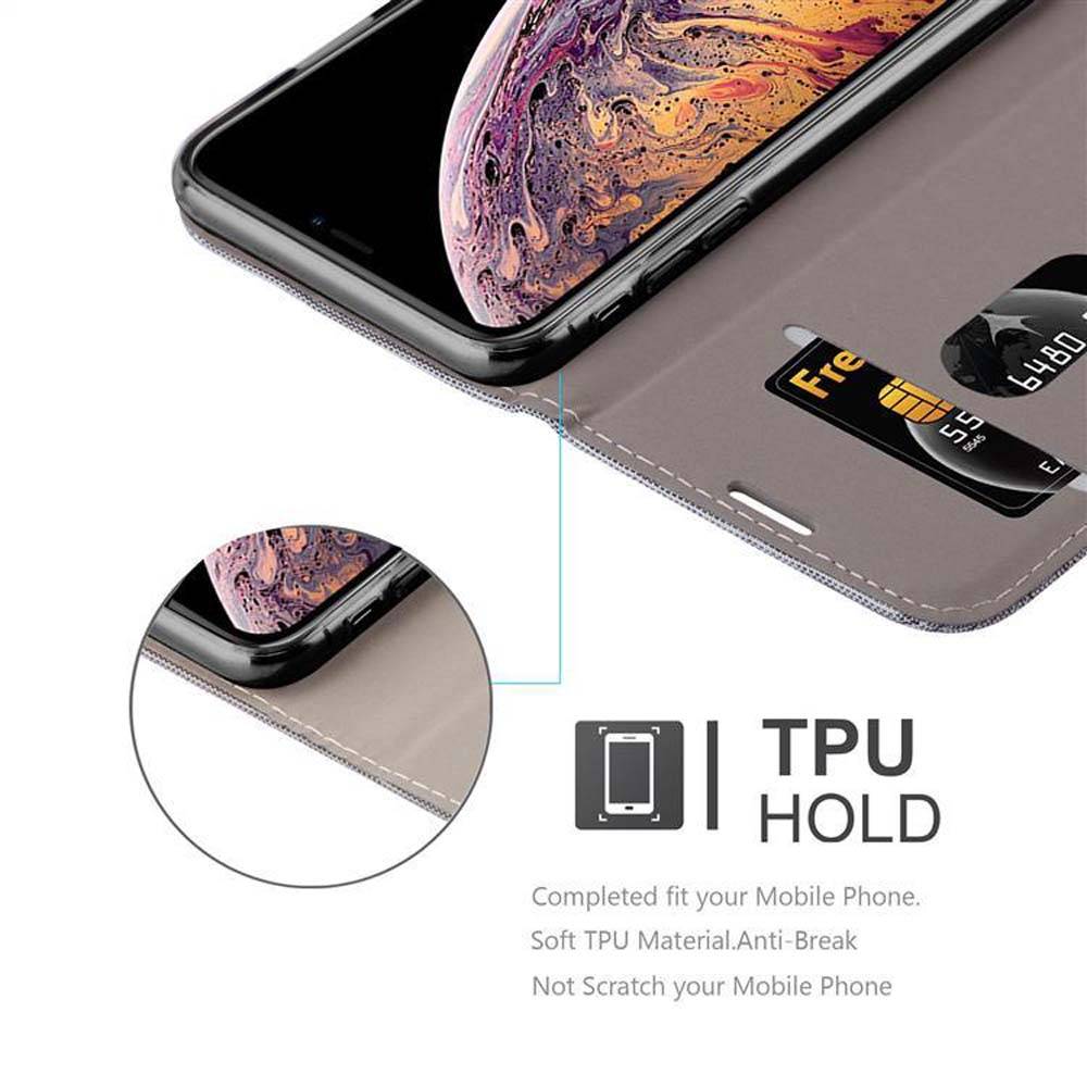 Cadorabo Hülle für Apple iPhone XS MAX Schutzhülle in Grau Handy Hülle Etui Book Case Cover