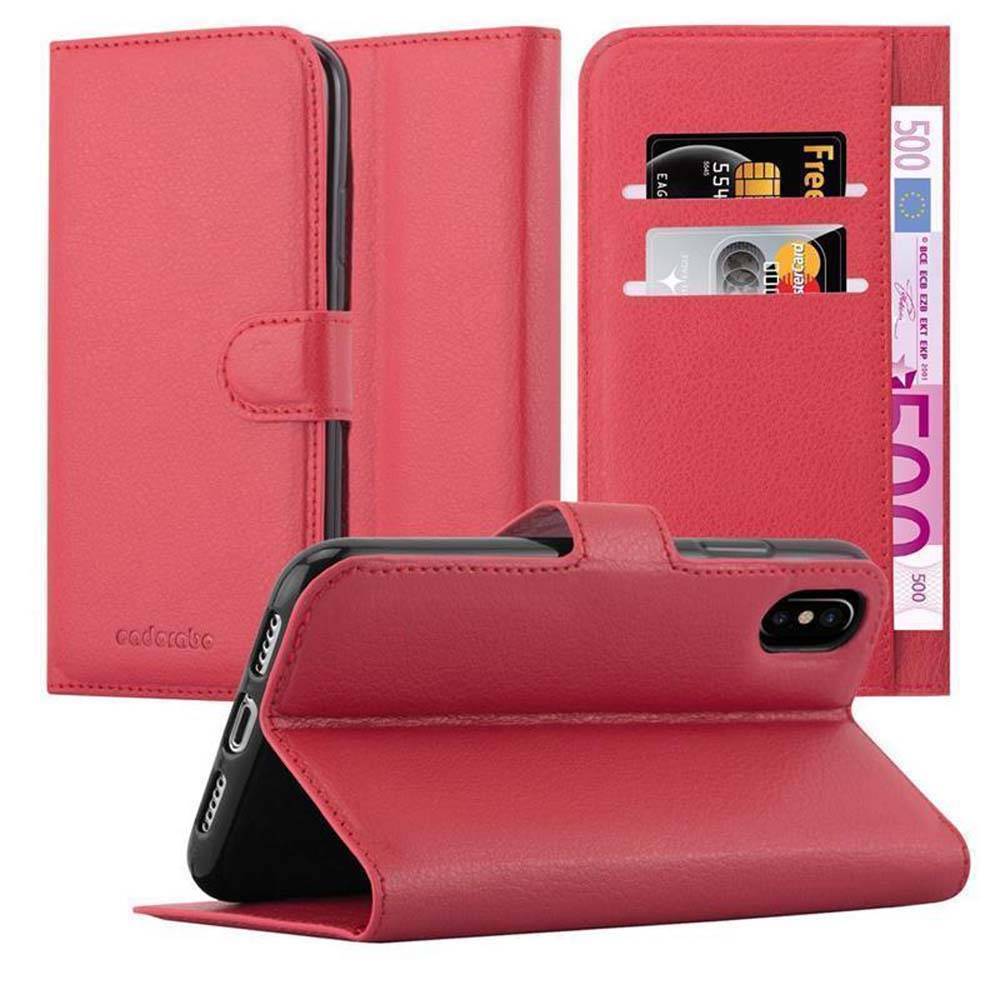 Cadorabo Hülle für Apple iPhone XS MAX Schutz Hülle in Rot Handyhülle Etui Case Cover Magnetverschluss