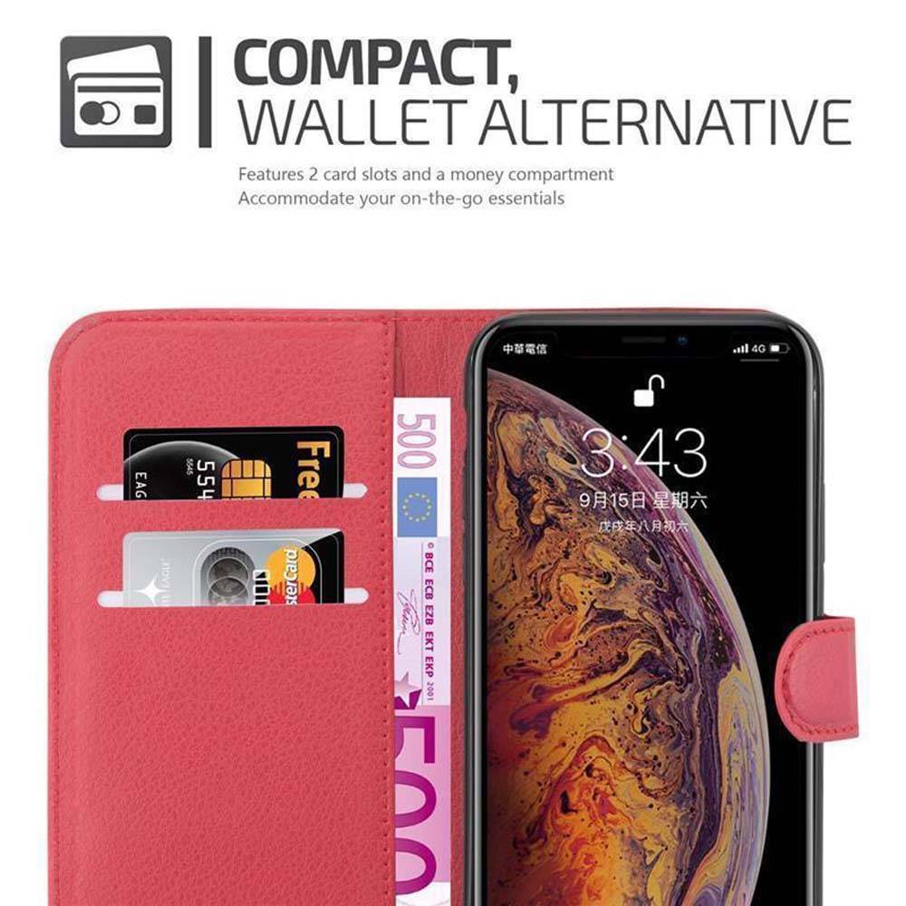 Cadorabo Hülle für Apple iPhone XS MAX Schutz Hülle in Rot Handyhülle Etui Case Cover Magnetverschluss