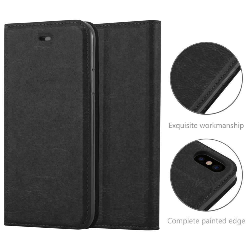 Cadorabo Hülle für Apple iPhone XS MAX Schutz Hülle in Schwarz Handyhülle Etui Case Cover Magnetverschluss