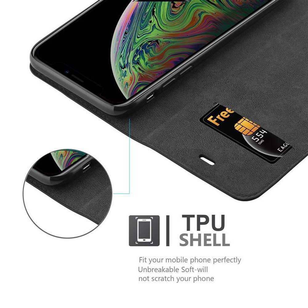 Cadorabo Hülle für Apple iPhone XS MAX Schutz Hülle in Schwarz Handyhülle Etui Case Cover Magnetverschluss