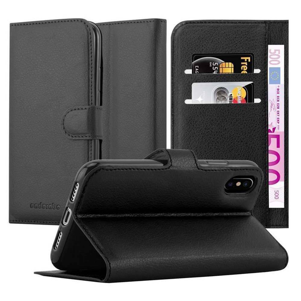 Cadorabo Hülle für Apple iPhone XS MAX Schutz Hülle in Schwarz Handyhülle Etui Case Cover Magnetverschluss