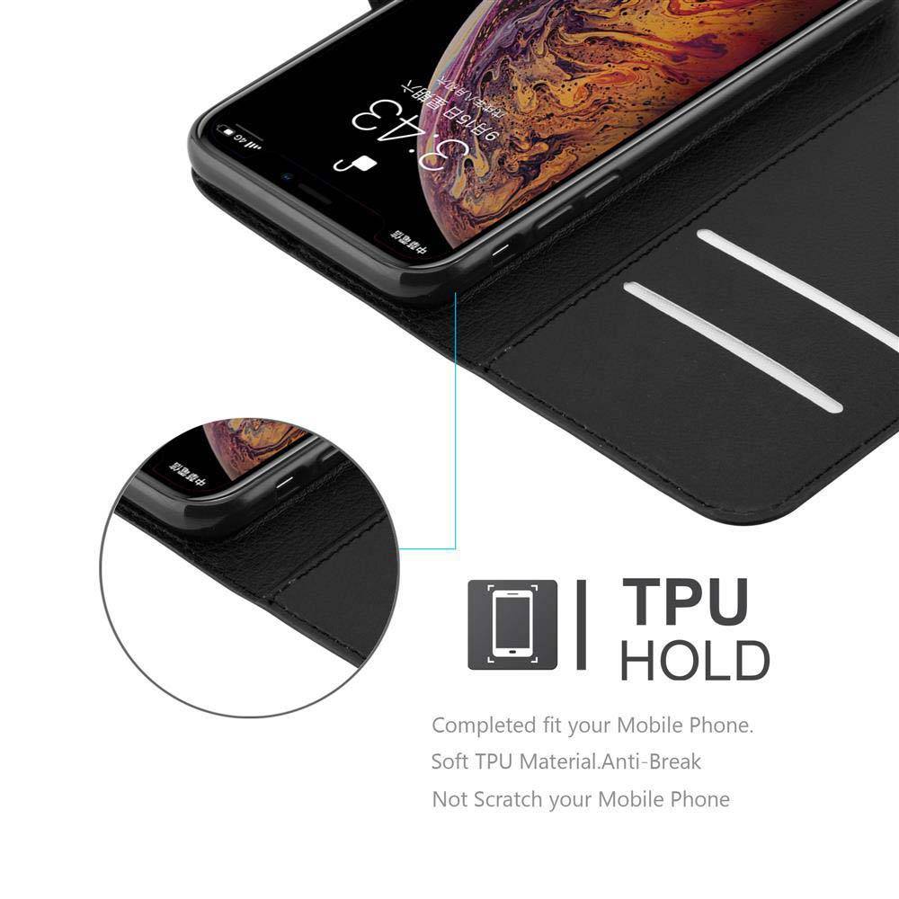 Cadorabo Hülle für Apple iPhone XS MAX Schutz Hülle in Schwarz Handyhülle Etui Case Cover Magnetverschluss