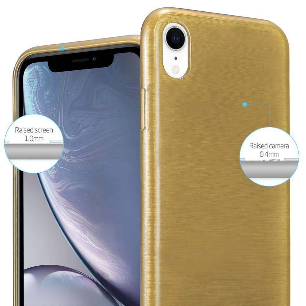 Cadorabo Hülle für Apple iPhone XR Schutz Hülle in Gold Schutzhülle TPU Silikon Etui Case Cover