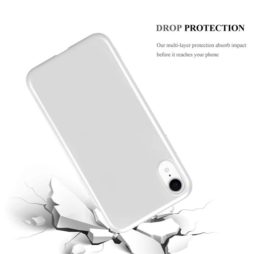 Cadorabo Schutzhülle für Apple iPhone XR Hülle in Silber Handyhülle TPU Silikon Etui Cover Case