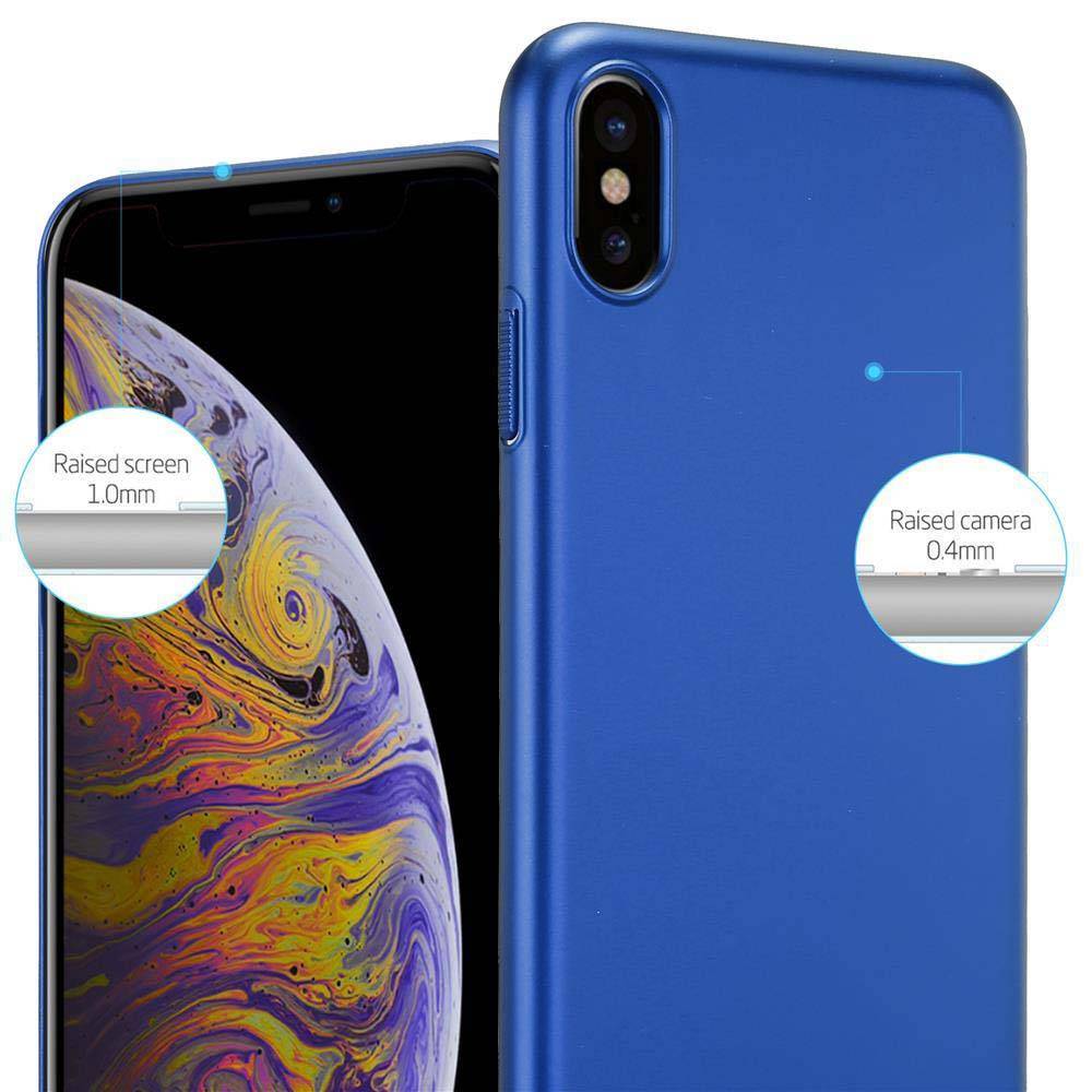 Cadorabo Hülle für Apple iPhone XS MAX Schutzhülle in Blau Hard Case Handy Hülle Etui