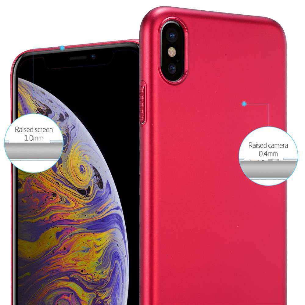 Cadorabo Hülle für Apple iPhone XS MAX Schutzhülle in Rot Hard Case Handy Hülle Etui