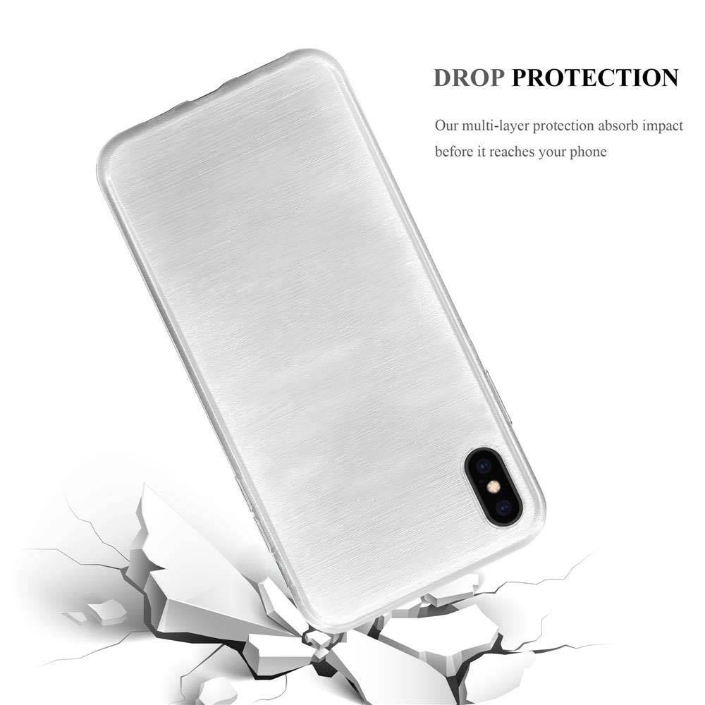 Cadorabo Hülle für Apple iPhone XS MAX Schutz Hülle in Silber Schutzhülle TPU Silikon Etui Case Cover
