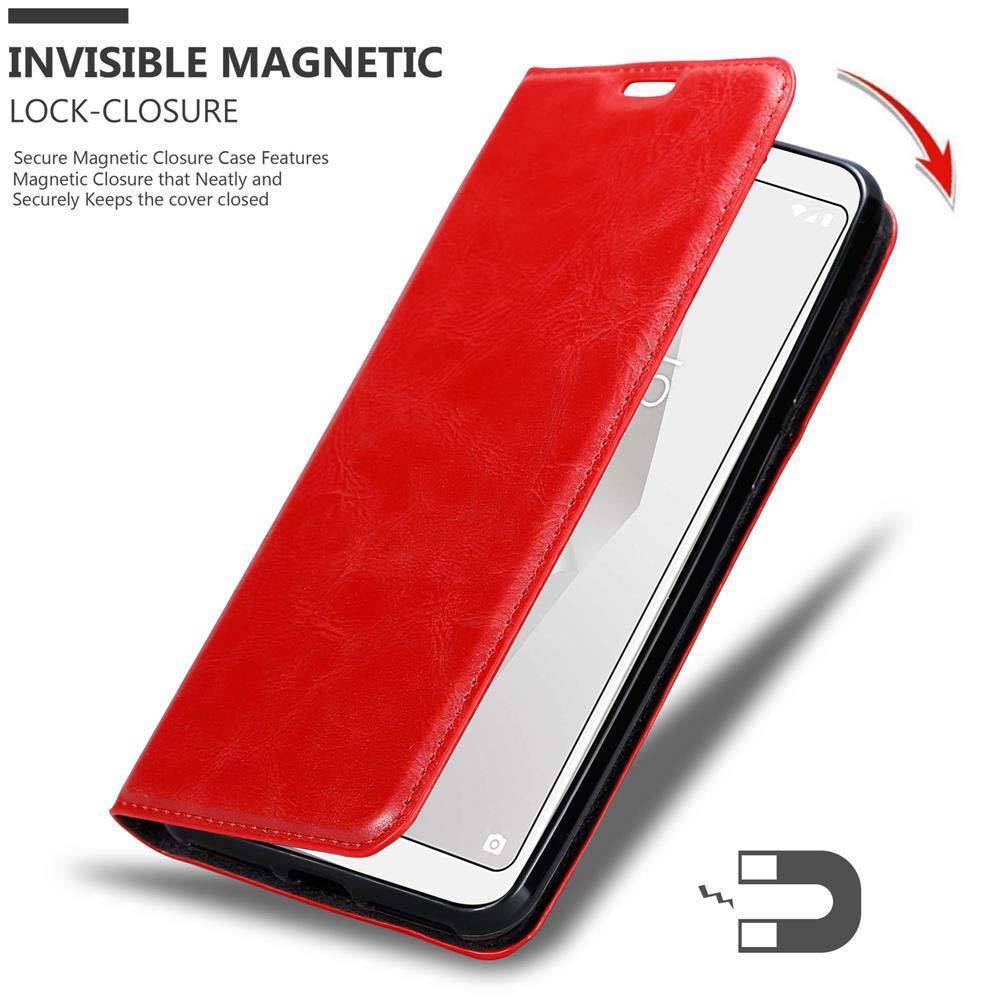 Cadorabo Hülle für BQ Aquaris C Schutz Hülle in Rot Handyhülle Etui Case Cover Magnetverschluss
