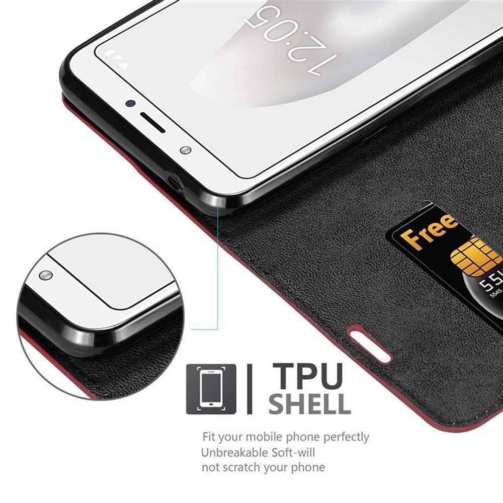 Cadorabo Hülle für BQ Aquaris C Schutz Hülle in Rot Handyhülle Etui Case Cover Magnetverschluss