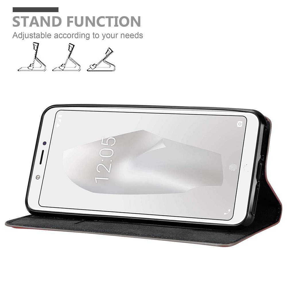 Cadorabo Hülle für BQ Aquaris C Schutz Hülle in Rot Handyhülle Etui Case Cover Magnetverschluss