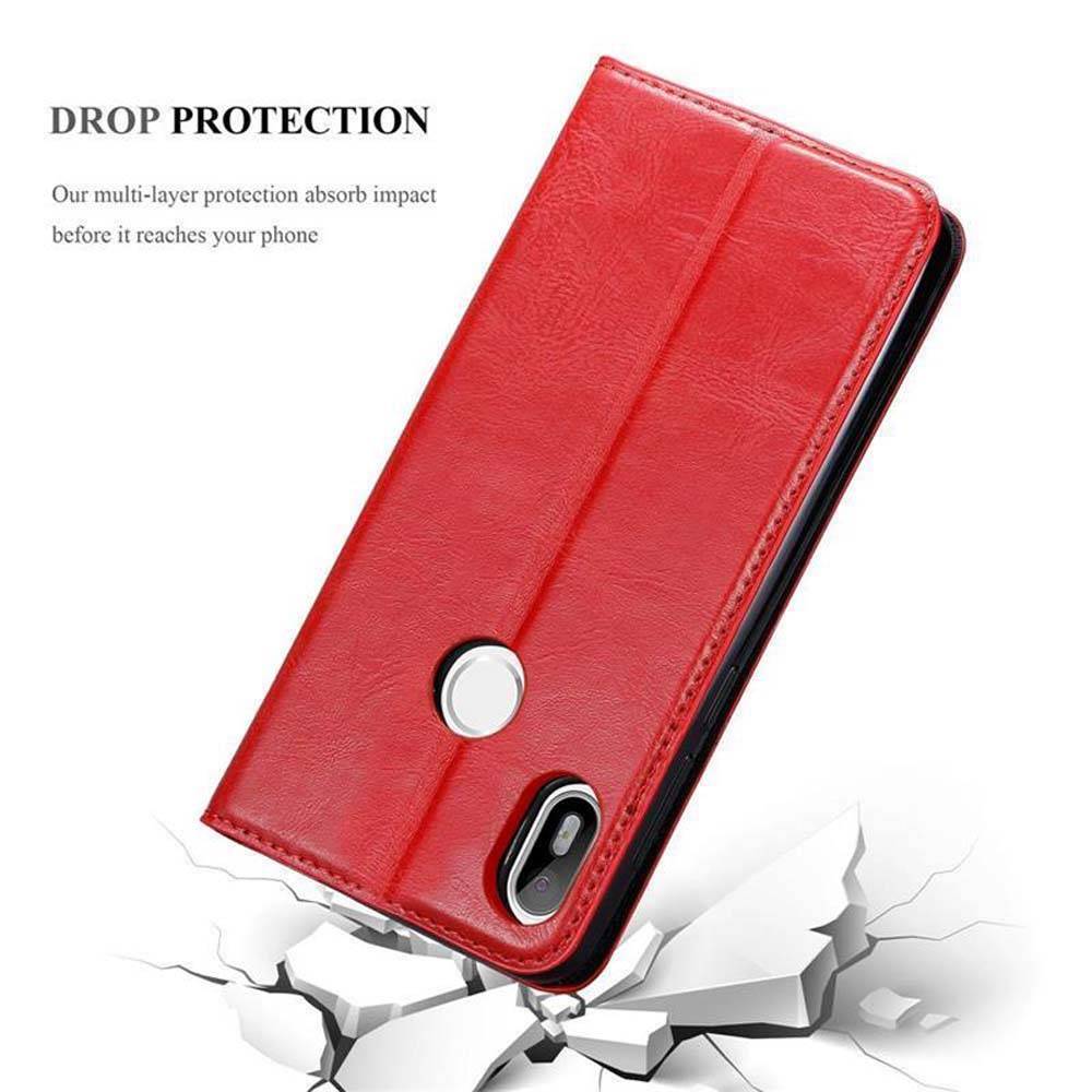 Cadorabo Hülle für BQ Aquaris C Schutz Hülle in Rot Handyhülle Etui Case Cover Magnetverschluss