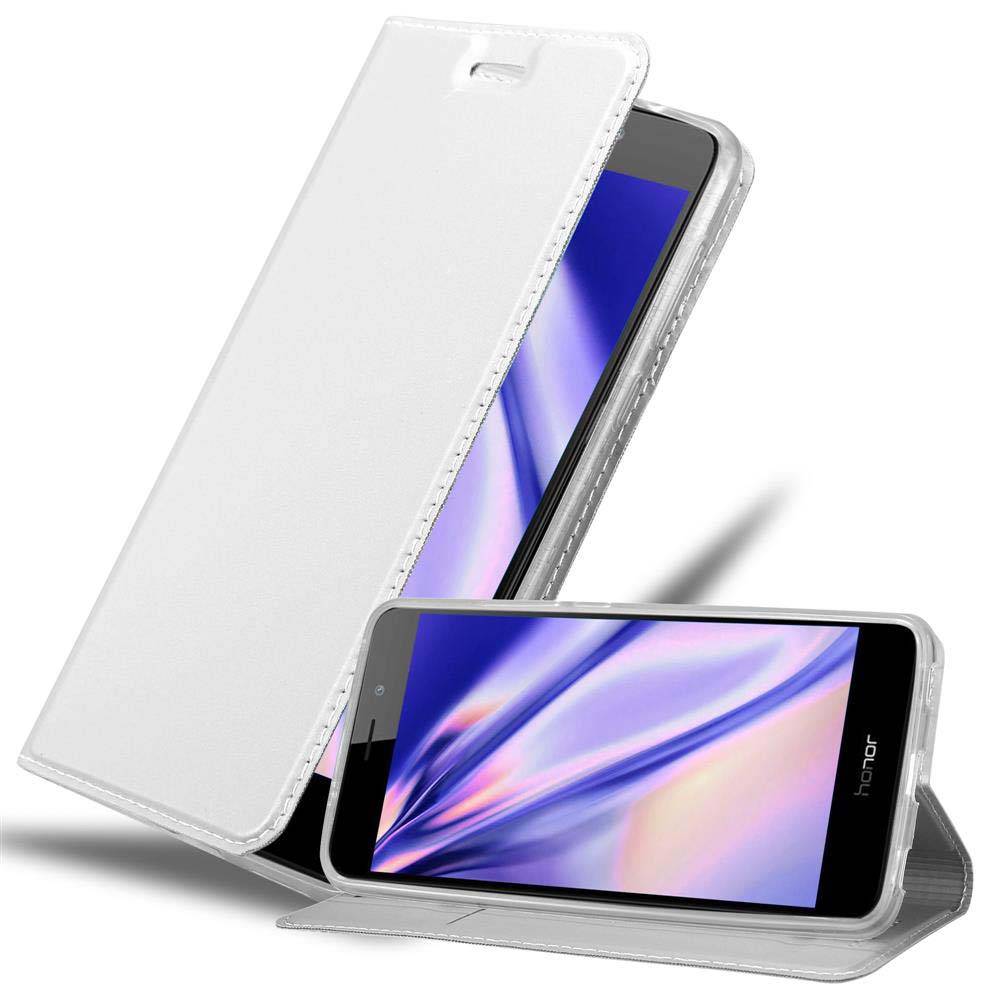 Cadorabo Handyhülle für Honor 5C Schutz Hülle in Silber Cover Etui Book Case Booklet