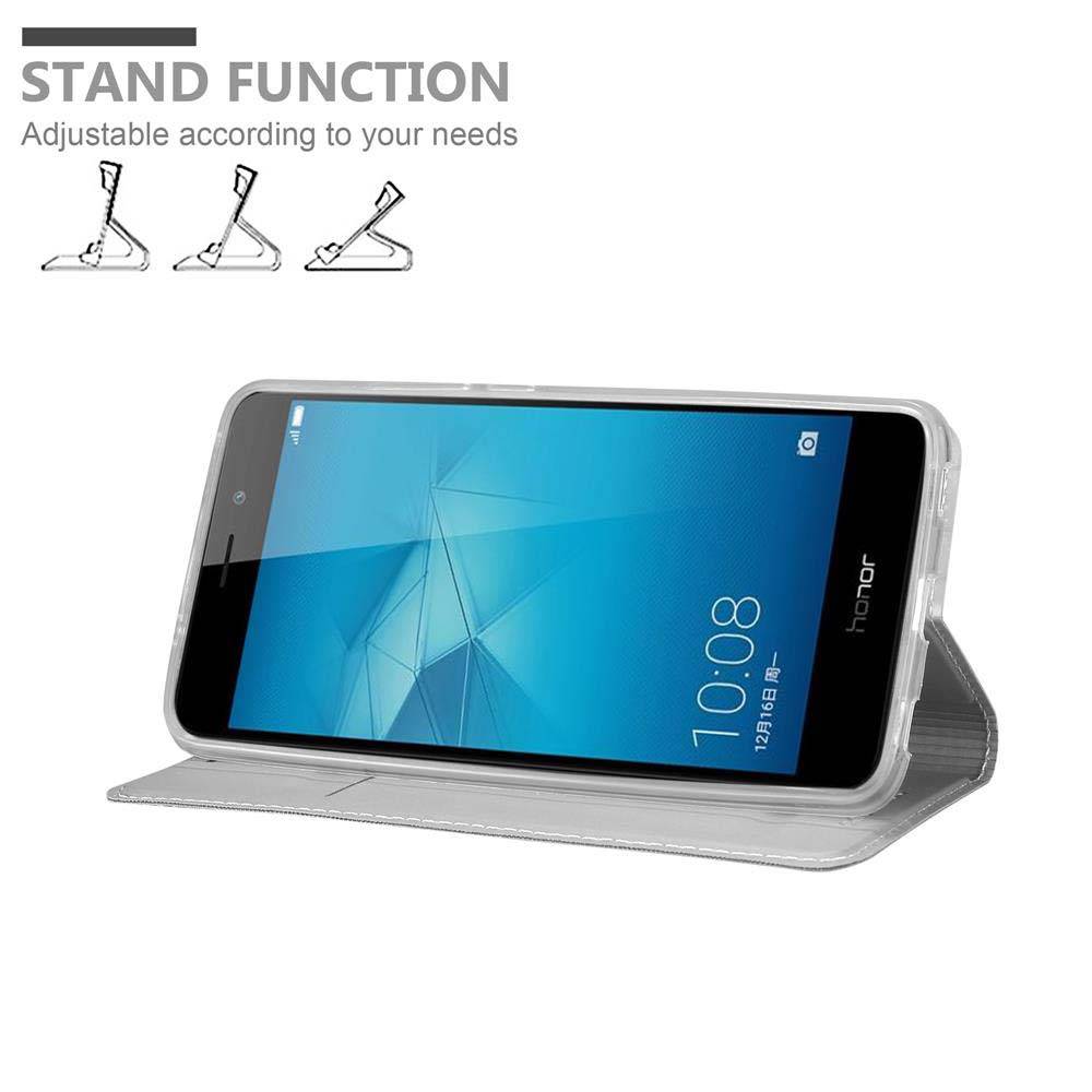 Cadorabo Handyhülle für Honor 5C Schutz Hülle in Silber Cover Etui Book Case Booklet