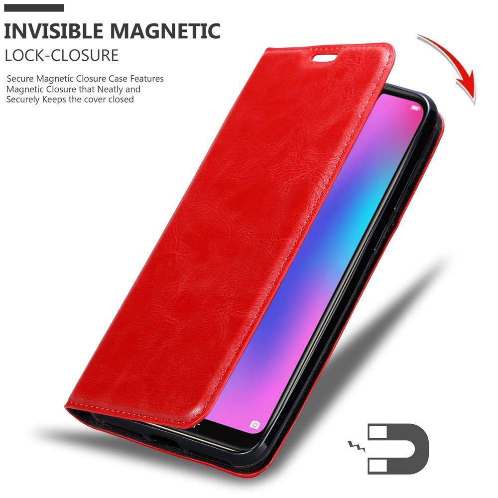 Cadorabo Hülle für Honor 8C Schutz Hülle in Rot Handyhülle Etui Case Cover Magnetverschluss