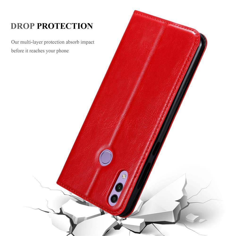 Cadorabo Hülle für Honor 8C Schutz Hülle in Rot Handyhülle Etui Case Cover Magnetverschluss