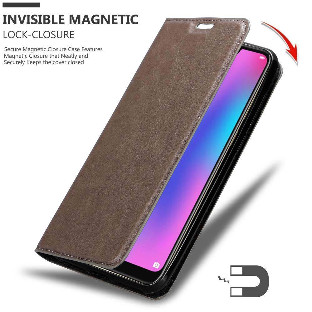 Cadorabo Hülle für Honor 8C Schutz Hülle in Braun Handyhülle Etui Case Cover Magnetverschluss