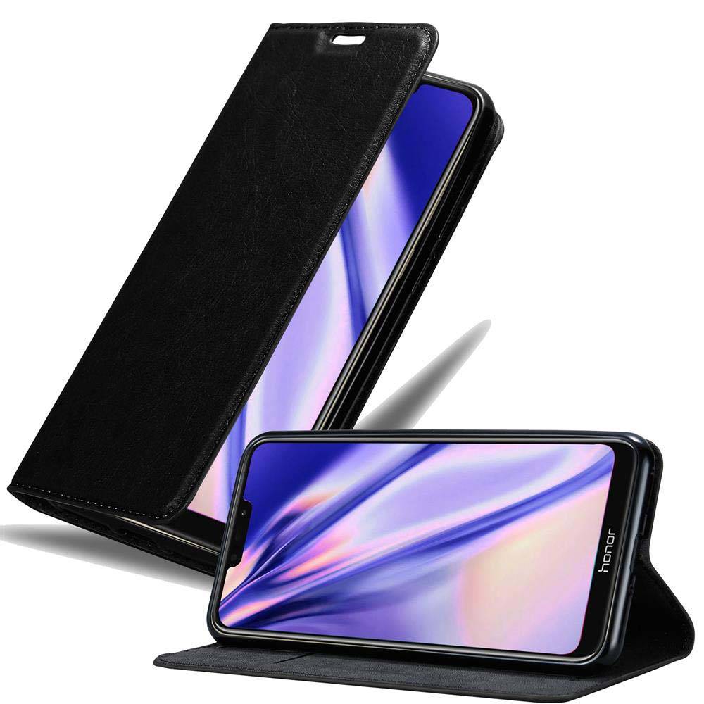 Cadorabo Hülle für Honor 8C Schutz Hülle in Schwarz Handyhülle Etui Case Cover Magnetverschluss