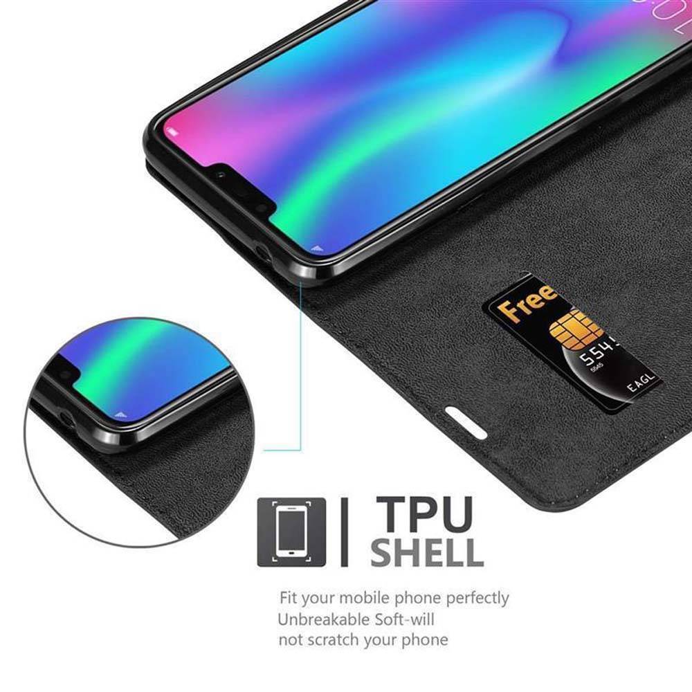 Cadorabo Hülle für Honor 8C Schutz Hülle in Schwarz Handyhülle Etui Case Cover Magnetverschluss