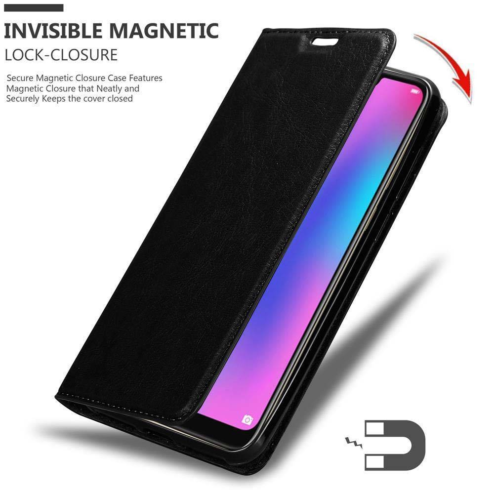 Cadorabo Hülle für Honor 8C Schutz Hülle in Schwarz Handyhülle Etui Case Cover Magnetverschluss