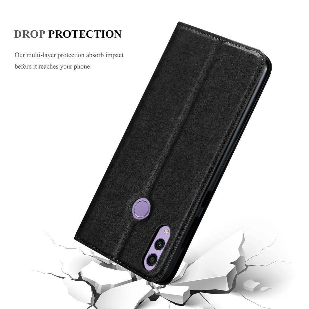 Cadorabo Hülle für Honor 8C Schutz Hülle in Schwarz Handyhülle Etui Case Cover Magnetverschluss