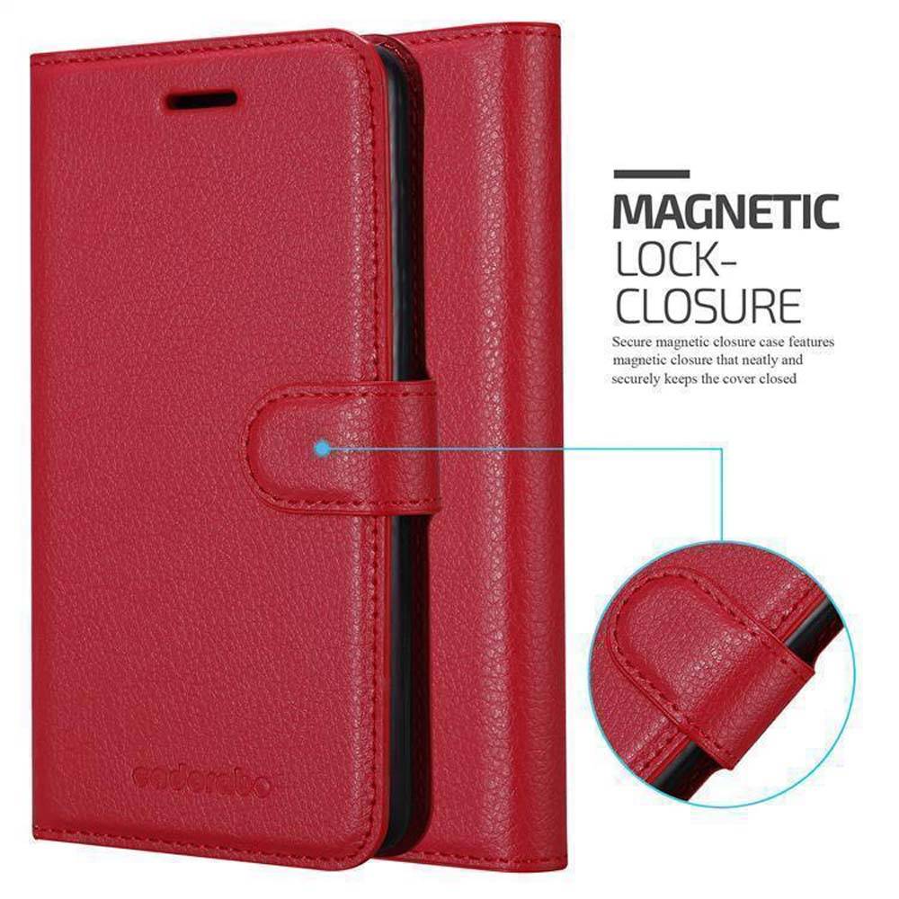 Cadorabo Hülle für Honor 8X Schutz Hülle in Rot Handyhülle Etui Case Cover Magnetverschluss