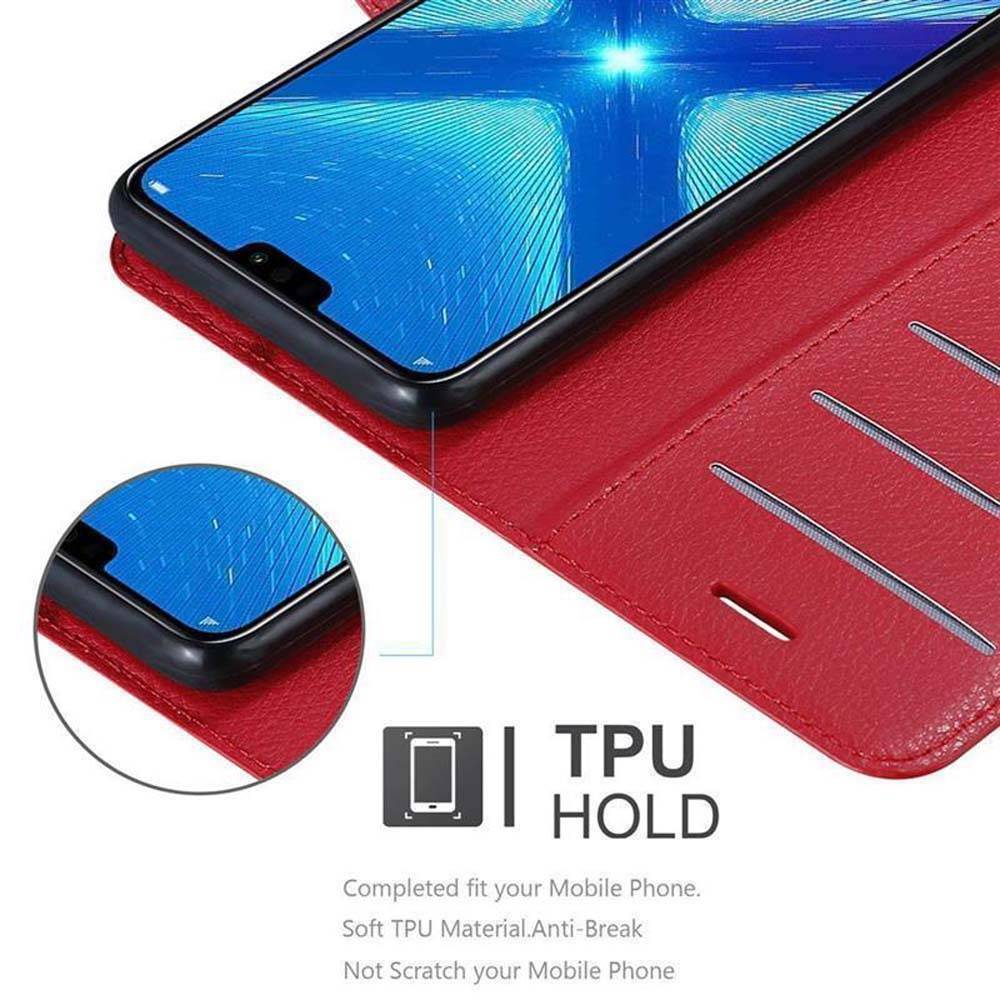Cadorabo Hülle für Honor 8X Schutz Hülle in Rot Handyhülle Etui Case Cover Magnetverschluss