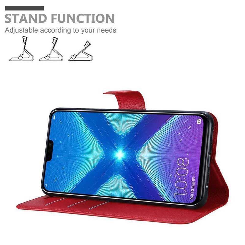 Cadorabo Hülle für Honor 8X Schutz Hülle in Rot Handyhülle Etui Case Cover Magnetverschluss