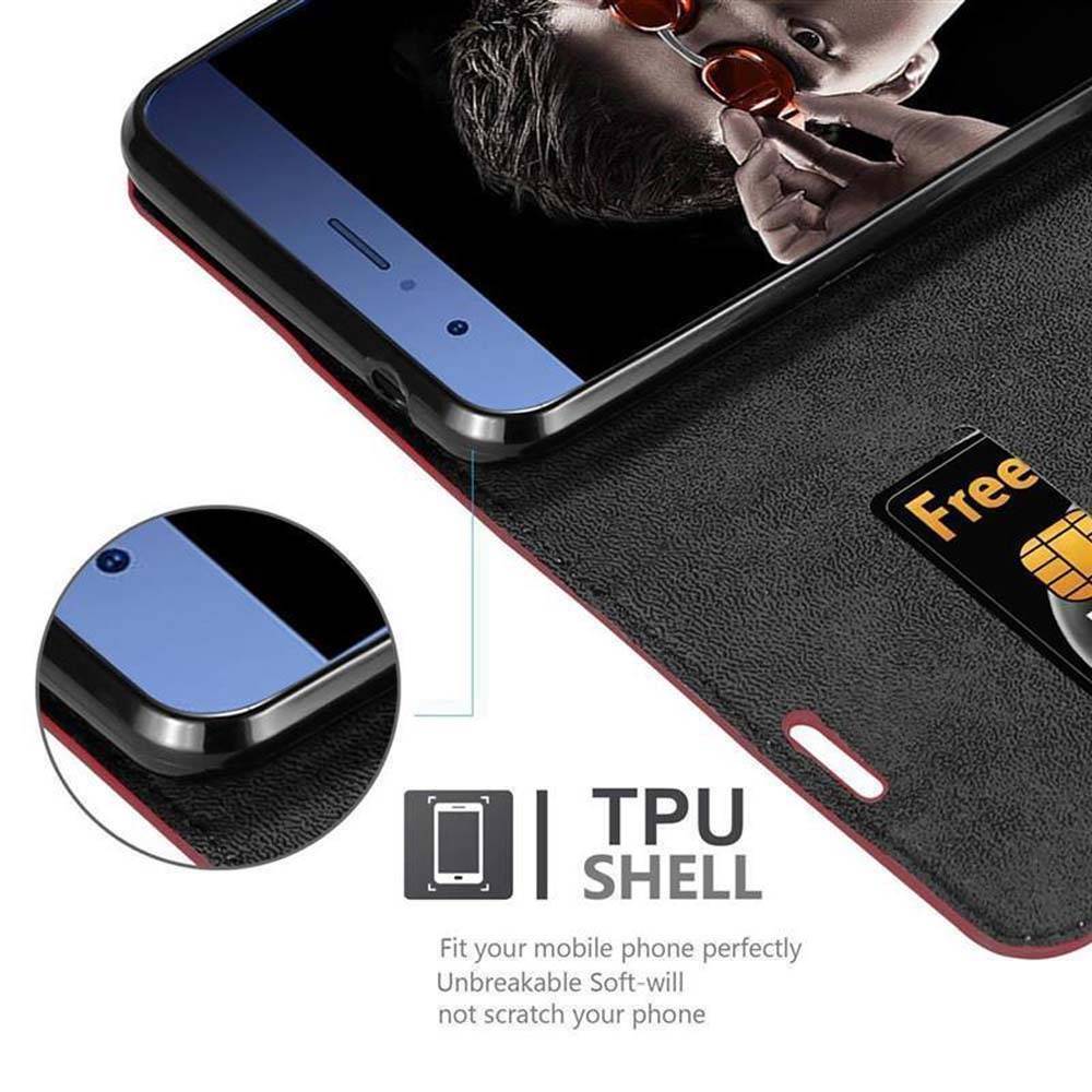 Cadorabo Hülle für Honor V9 Schutz Hülle in Rot Handyhülle Etui Case Cover Magnetverschluss