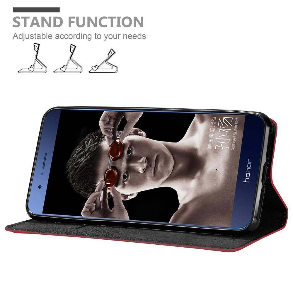 Cadorabo Hülle für Honor V9 Schutz Hülle in Rot Handyhülle Etui Case Cover Magnetverschluss