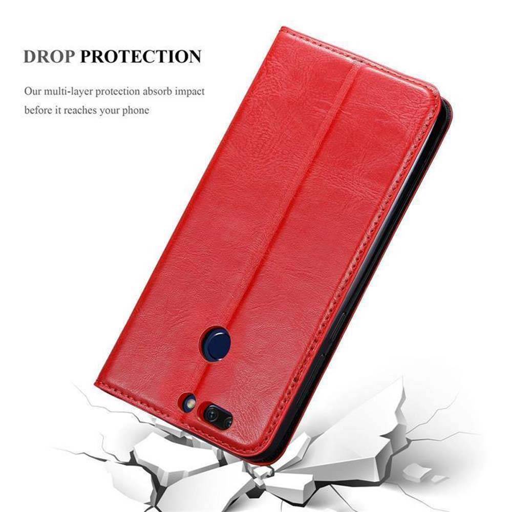 Cadorabo Hülle für Honor V9 Schutz Hülle in Rot Handyhülle Etui Case Cover Magnetverschluss