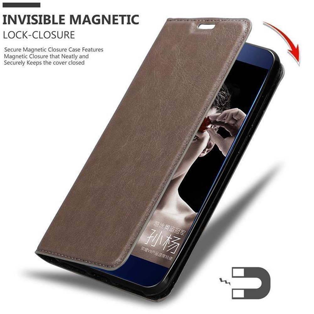 Cadorabo Hülle für Honor V9 Schutz Hülle in Braun Handyhülle Etui Case Cover Magnetverschluss