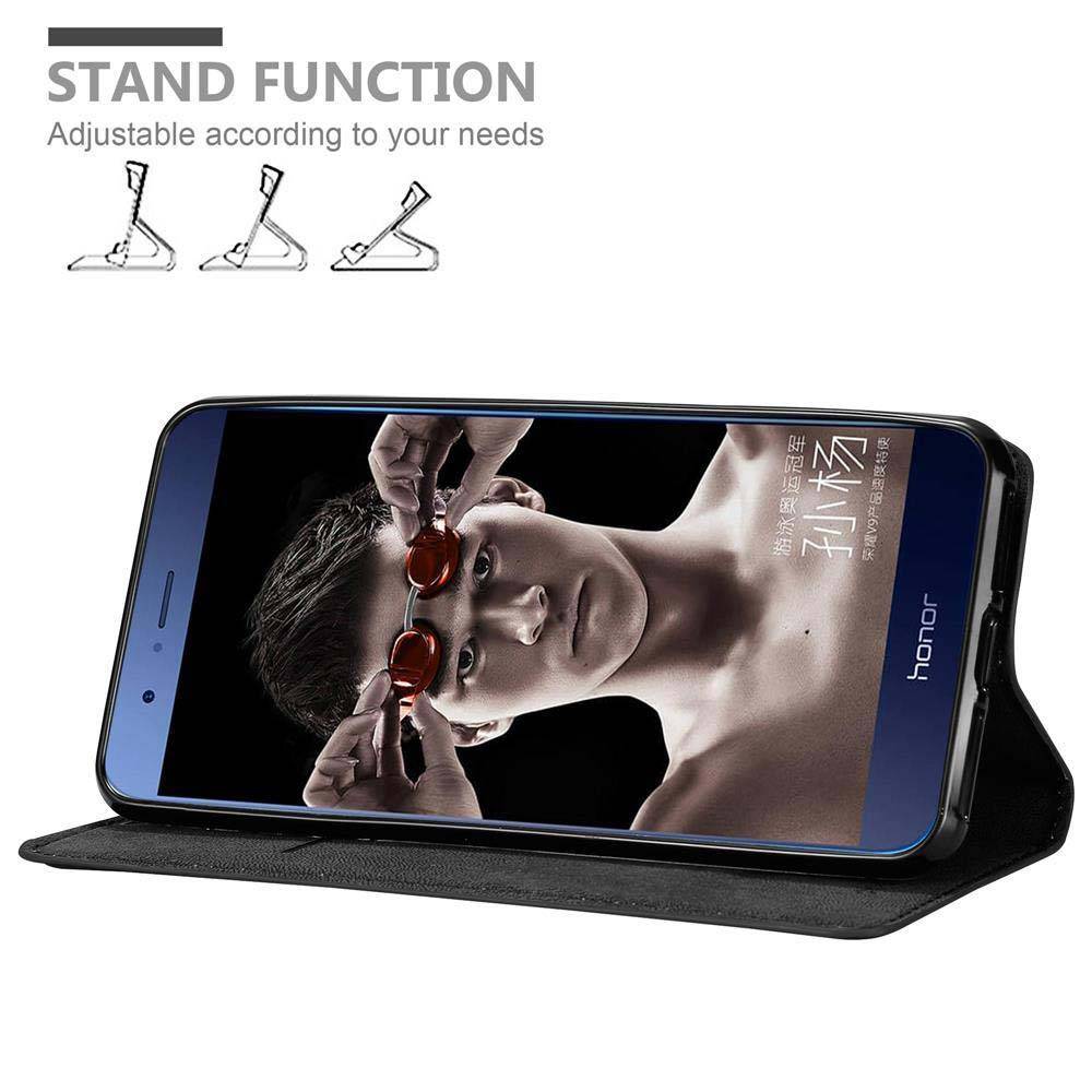 Cadorabo Hülle für Honor V9 Schutz Hülle in Schwarz Handyhülle Etui Case Cover Magnetverschluss