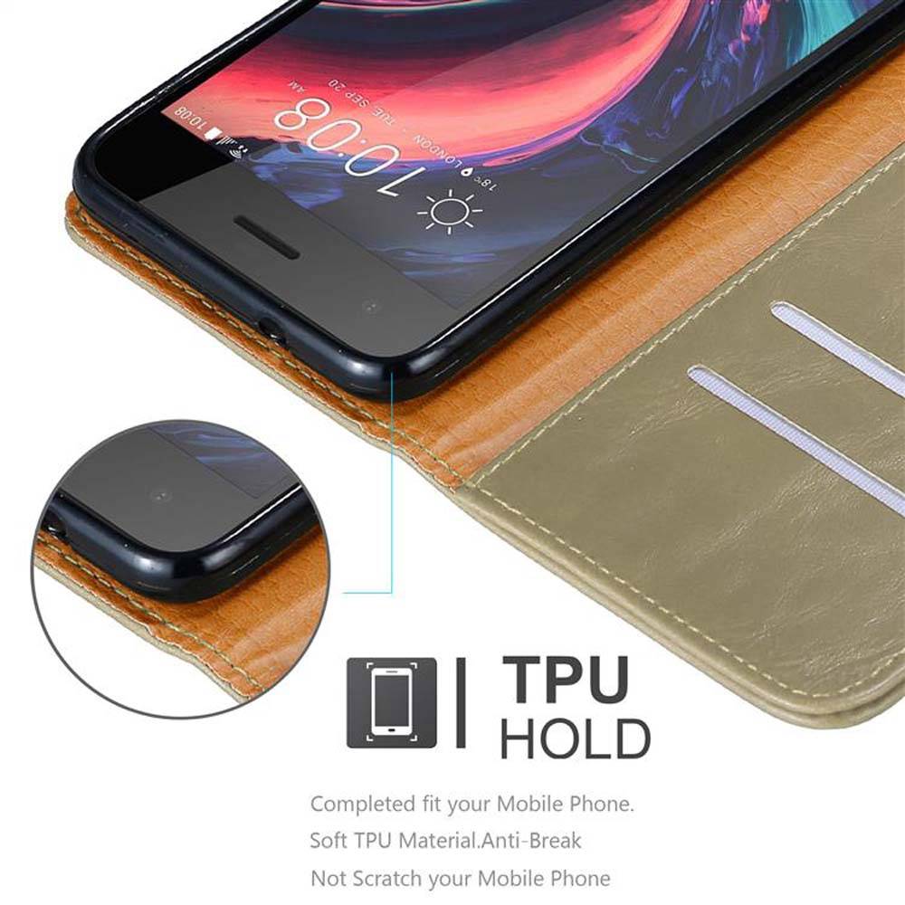 Cadorabo Hülle für HTC Desire 10 PRO Schutzhülle in Braun Handyhülle Book Tasche Case Etui Luxury