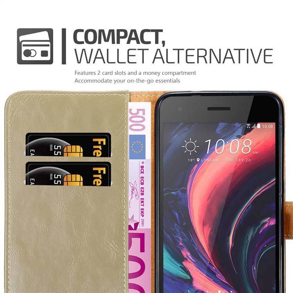 Cadorabo Hülle für HTC Desire 10 PRO Schutzhülle in Braun Handyhülle Book Tasche Case Etui Luxury