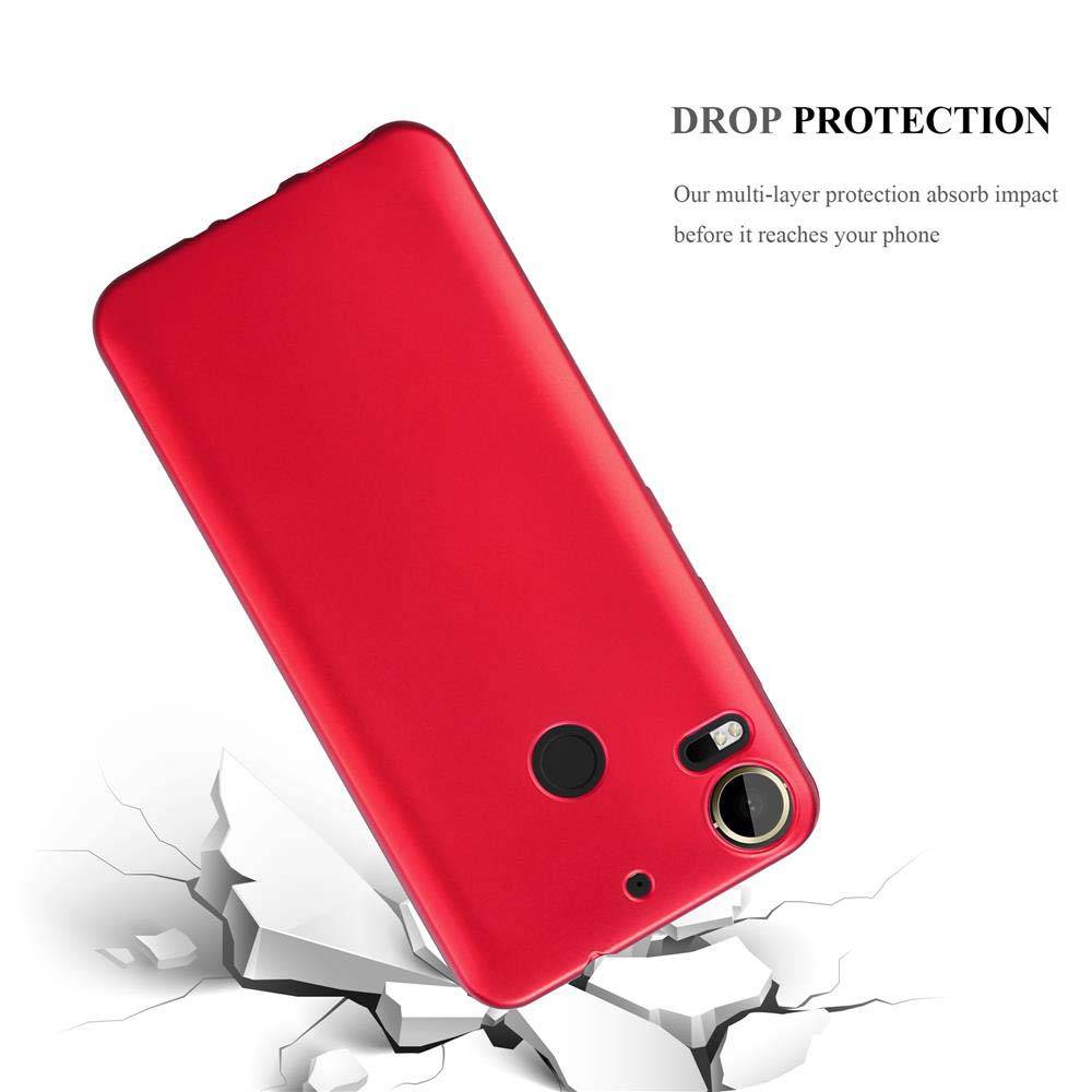 Cadorabo Schutzhülle für HTC Desire 10 PRO Hülle in Rot Handyhülle TPU Silikon Etui Cover Case