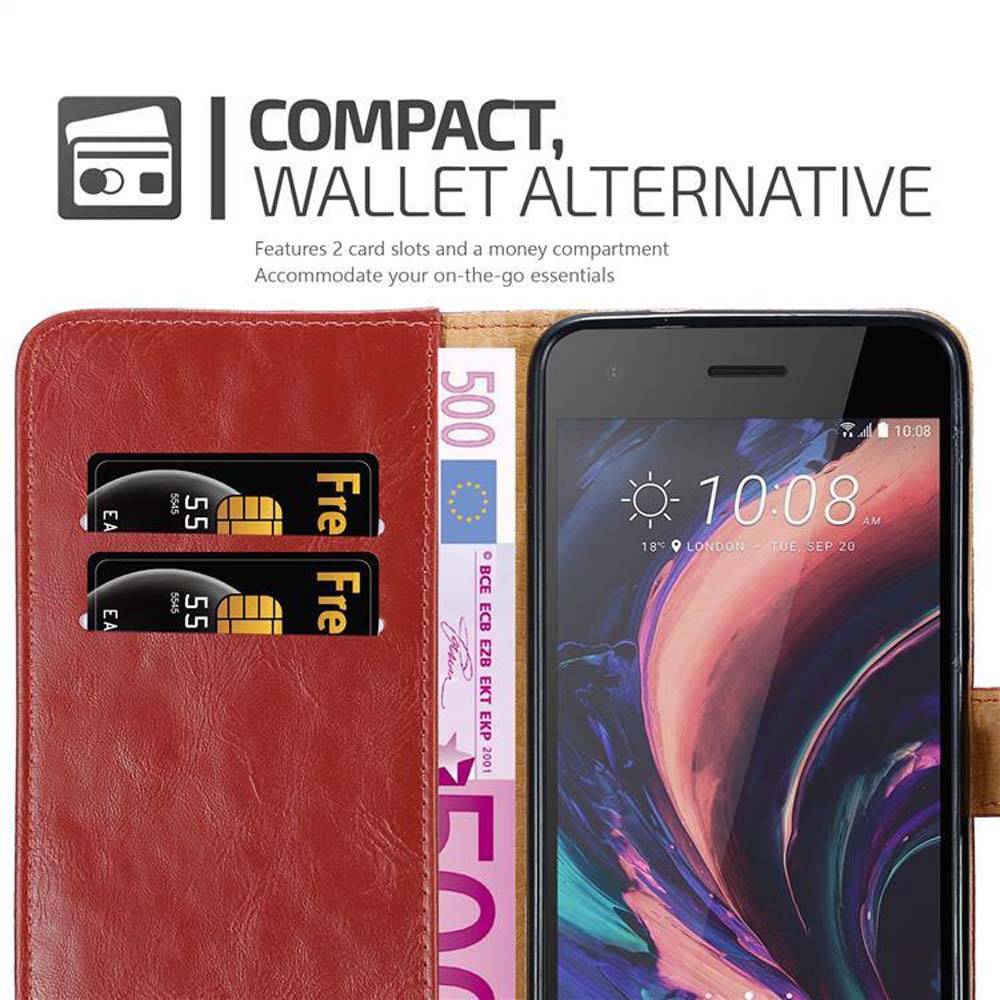 Cadorabo Hülle für HTC Desire 10 PRO Schutzhülle in Rot Handyhülle Book Tasche Case Etui Luxury