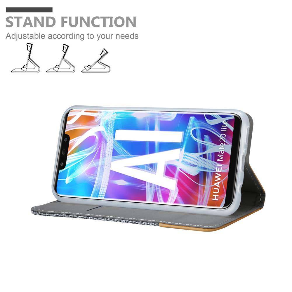 Cadorabo Hülle für Huawei MATE 20 LITE Schutzhülle in Grau Handy Hülle Etui Book Case Cover