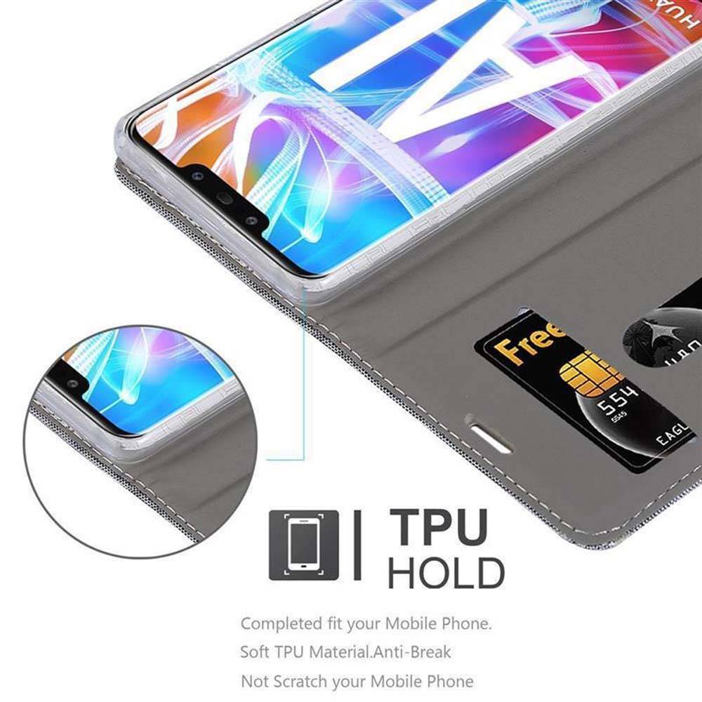 Cadorabo Hülle für Huawei MATE 20 LITE Schutzhülle in Grau Handy Hülle Etui Book Case Cover