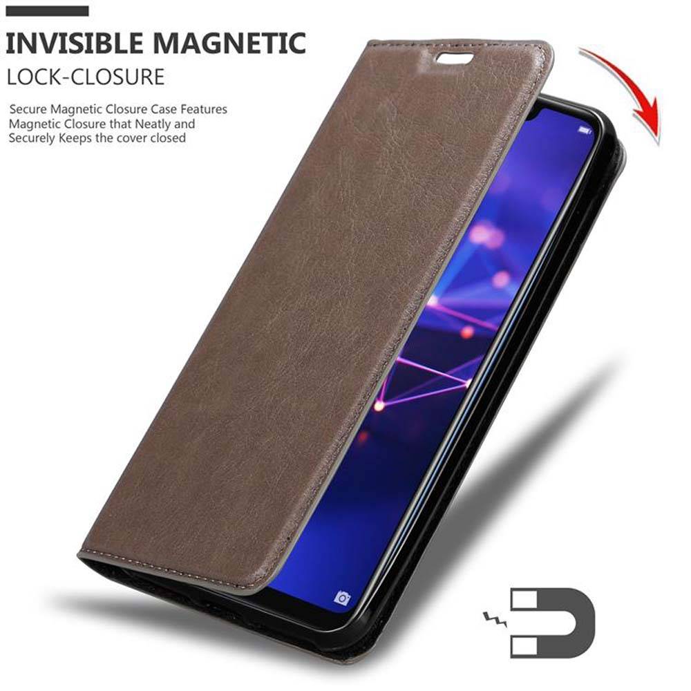 Cadorabo Hülle für Huawei MATE 20 LITE Schutz Hülle in Braun Handyhülle Etui Case Cover Magnetverschluss
