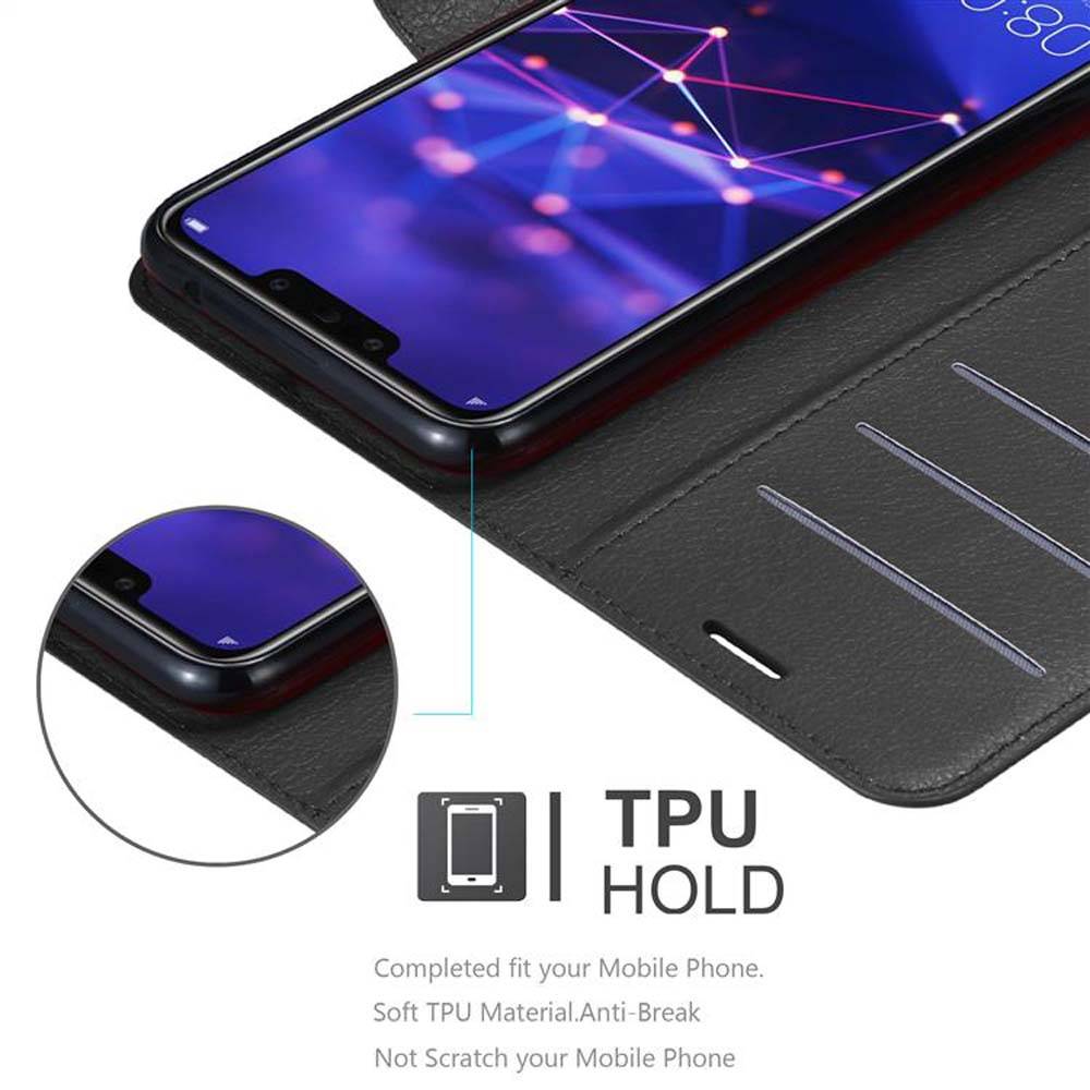 Cadorabo Hülle für Huawei MATE 20 LITE Schutz Hülle in Schwarz Handyhülle Etui Case Cover Magnetverschluss