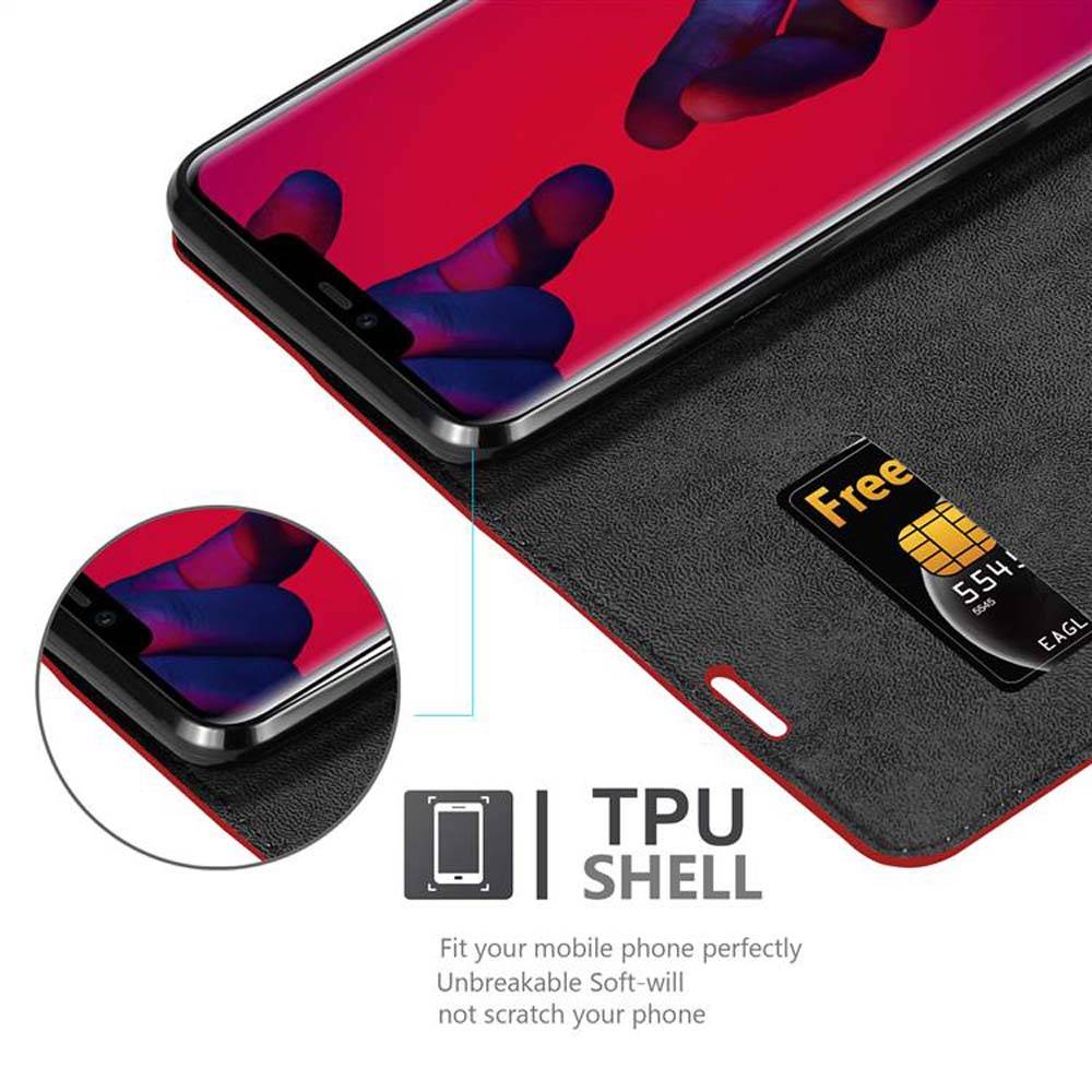 Cadorabo Hülle für Huawei MATE 20 PRO Schutz Hülle in Rot Handyhülle Etui Case Cover Magnetverschluss
