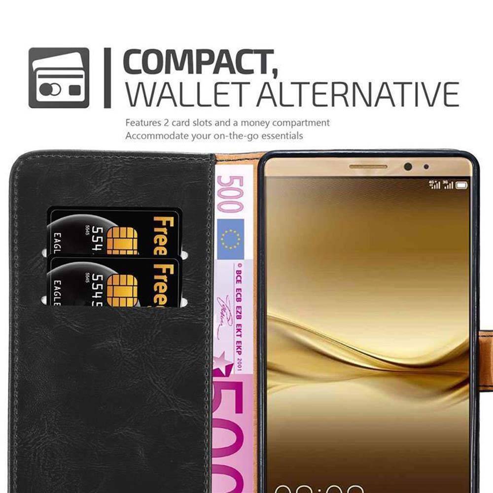 Cadorabo Hülle für Huawei MATE 8 Schutzhülle in Schwarz Handyhülle Book Tasche Case Etui Luxury
