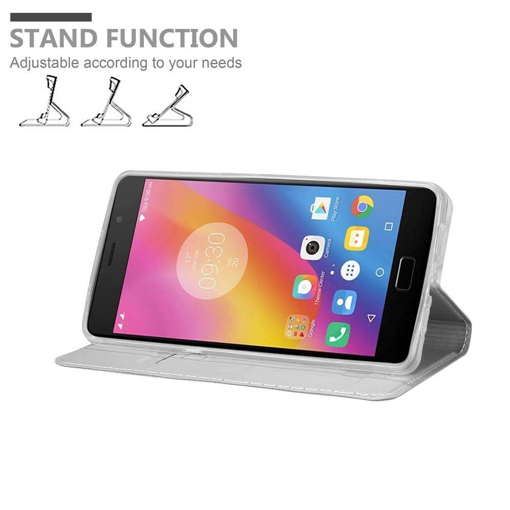 Cadorabo Handyhülle für Lenovo P2 Schutz Hülle in Silber Cover Etui Book Case Booklet