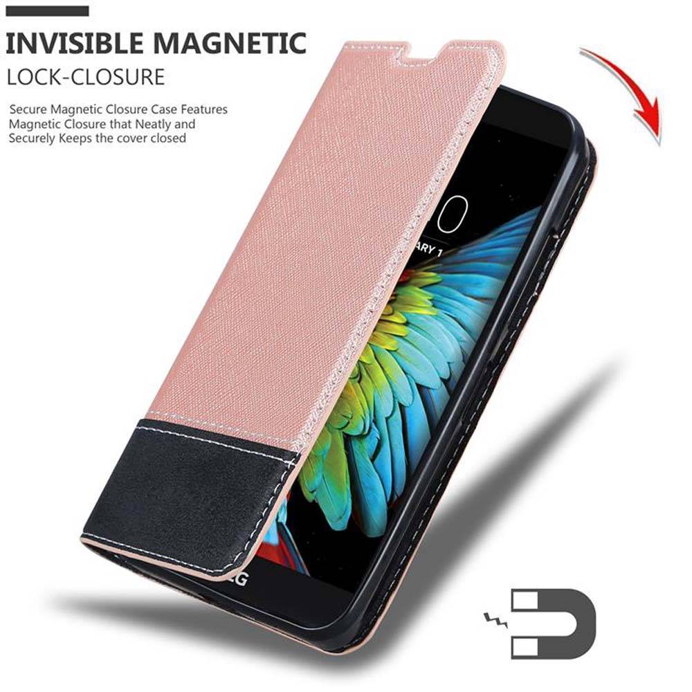 Cadorabo Hülle für LG K10 2016 Schutzhülle in Rosa SHandyhülle Book Case Etui Kunstleder